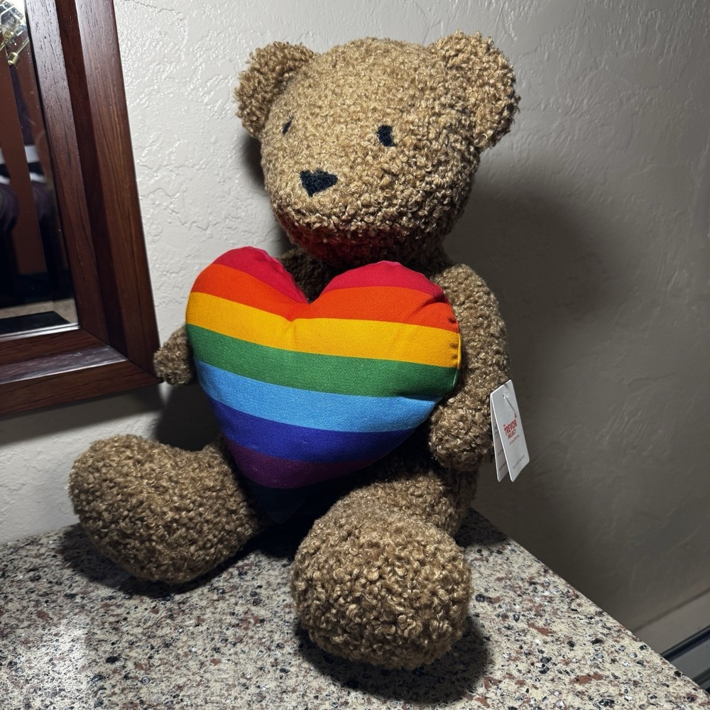NWT Pottery Barn Trevor Project Heart Teddy Bear Pillow Plush Support LGBTQ New